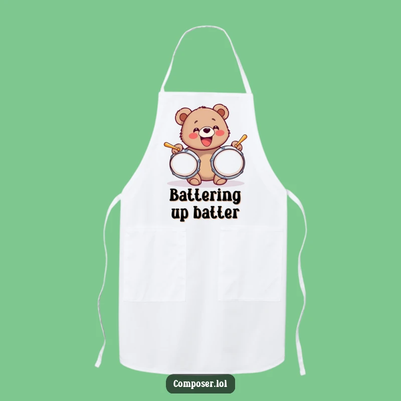 Funny Bear Cub Cymbals Apron: Cook with Joyful Ruckus!