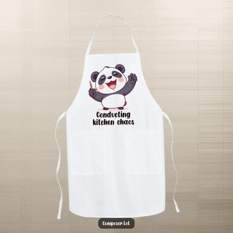 Funny Panda Conductor Apron - A panda dressed as a conductor, ready to lead your kitchen creations with humor.