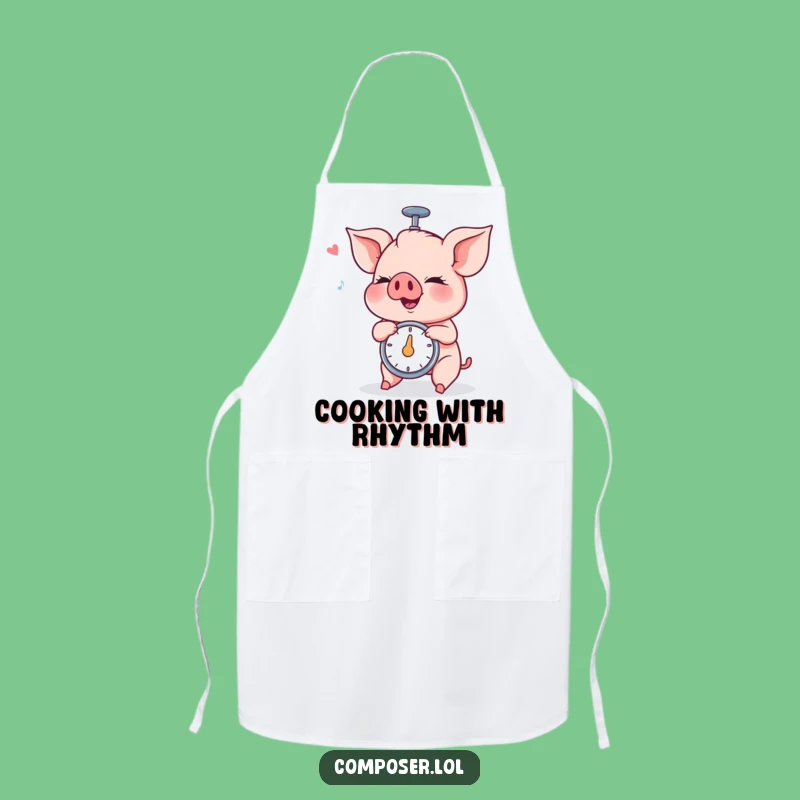 Funny Piglet Metronome Kitchen Apron: Humorous Cooking Gift for Music Fans
