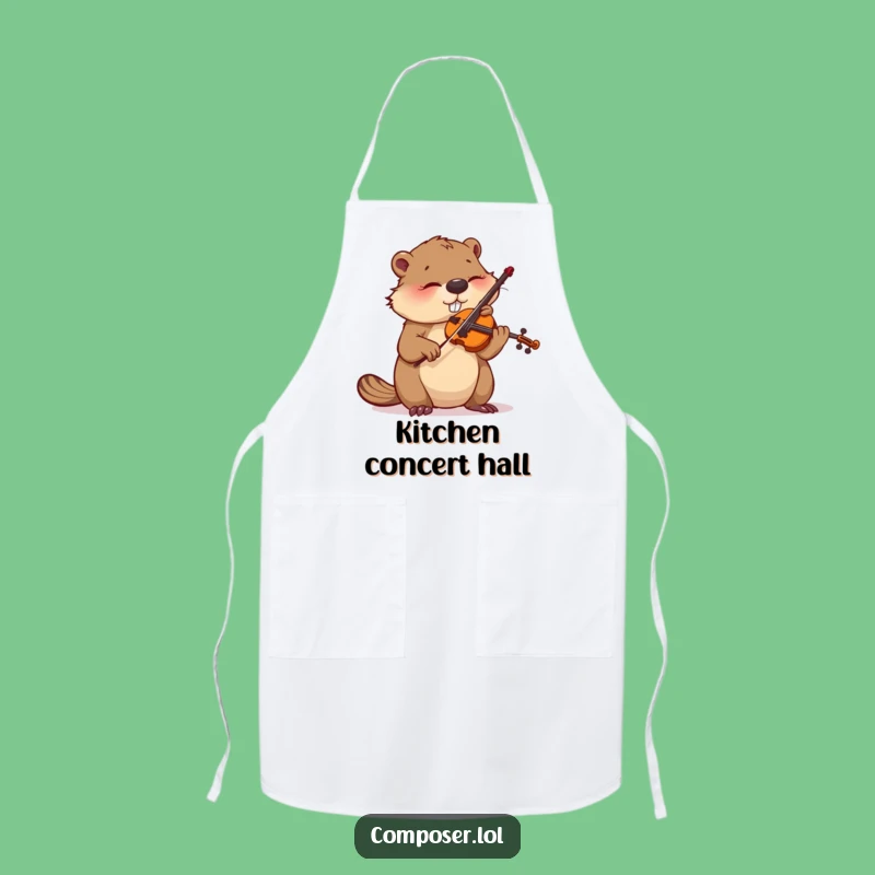 Funny Beaver Violinist Apron: Cook with Precision - Funny Kitchen Gear!