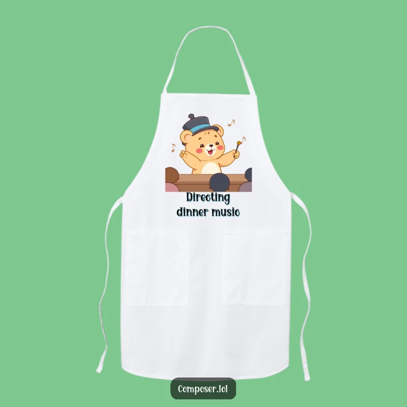 Funny Conducting Bear Cub Apron: Cook with Maestro Flair!