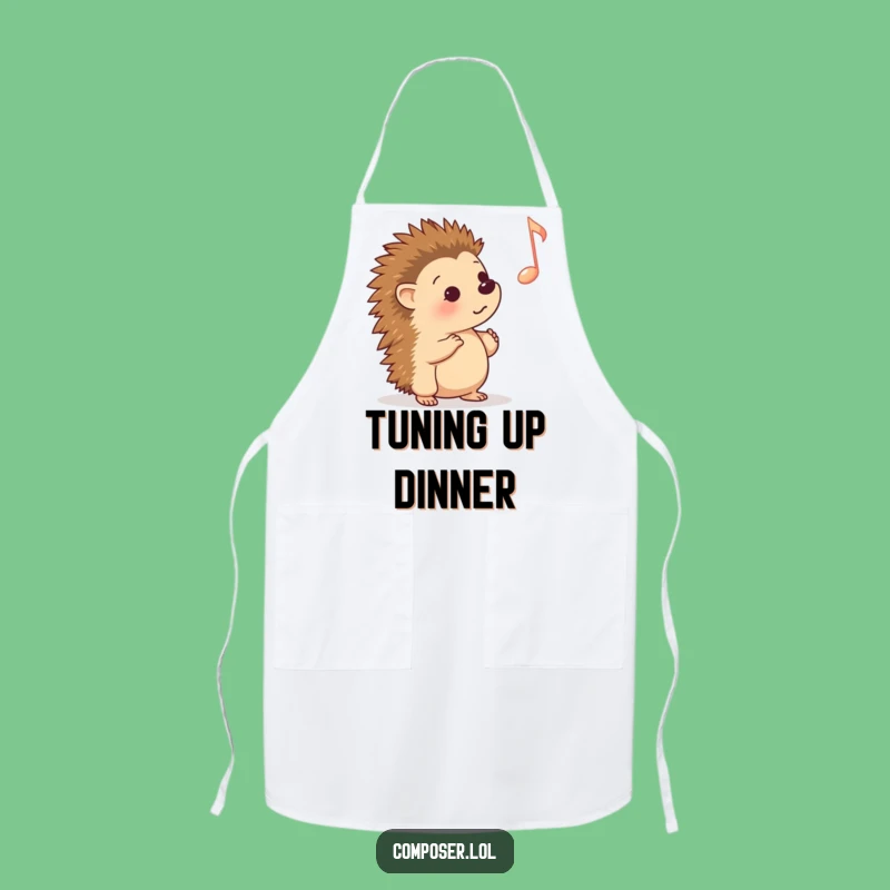 Funny Hedgehog Music Note Apron: Cook Up Fun in the Kitchen