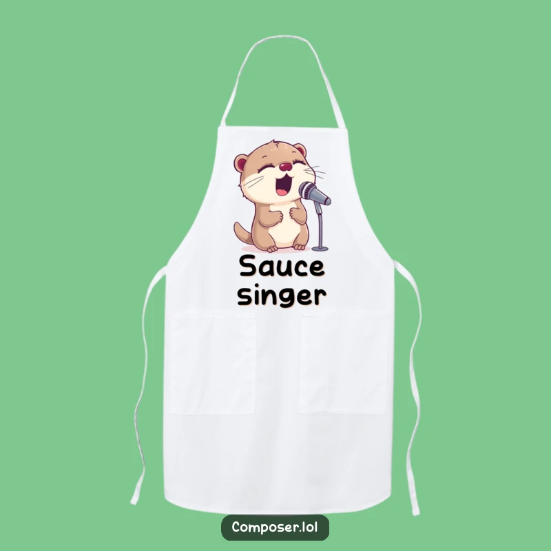 Funny Otter Singing Apron - Cook With Rockstar Flair!