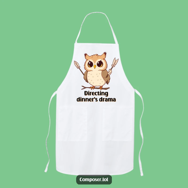 Funny Owl Chef Apron: Conduct Your Kitchen with Musical Humor