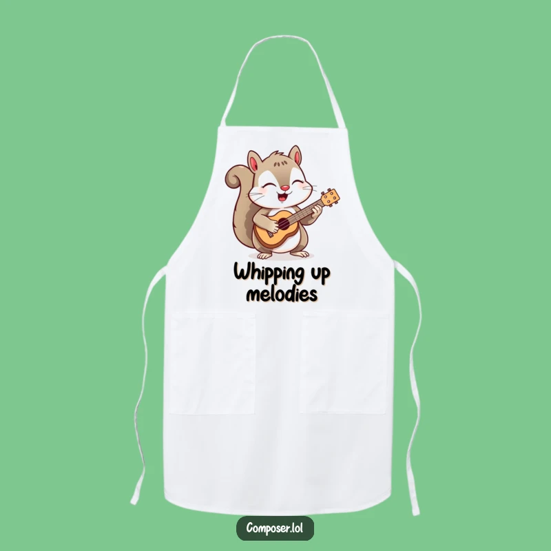 Funny Squirrel Ukulele Apron: Kitchen Musician Chef's Delight