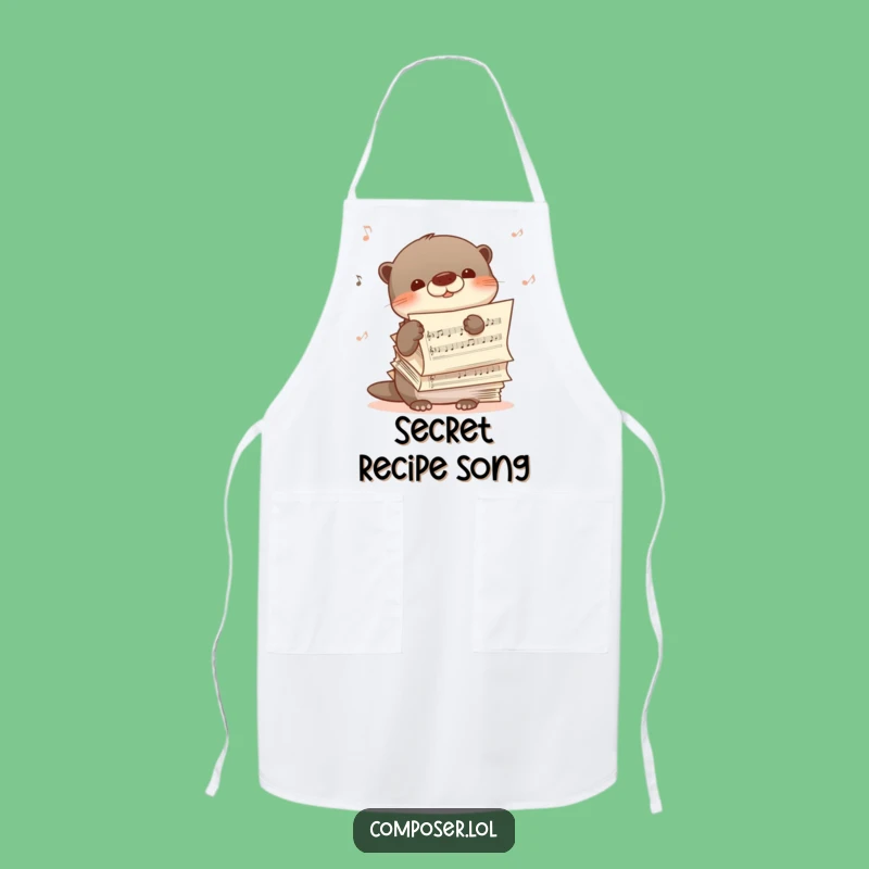 Funny Shy Otter Music Apron - Gentle Kitchen Harmonies for Home Cooks