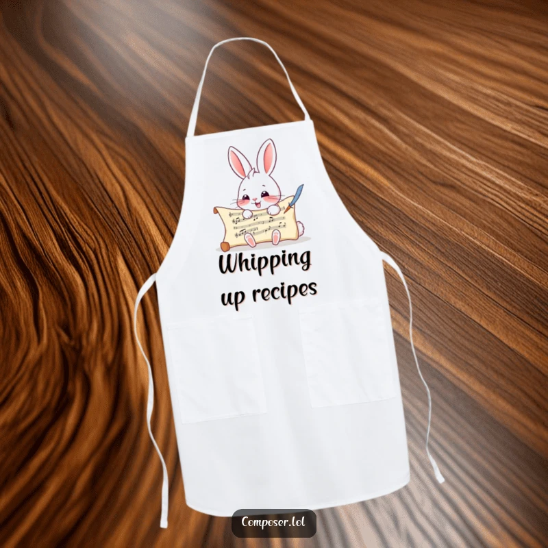 Funny Rabbit Composer Apron - A rabbit composer ready to lead your culinary creations with musical flair and humor.
