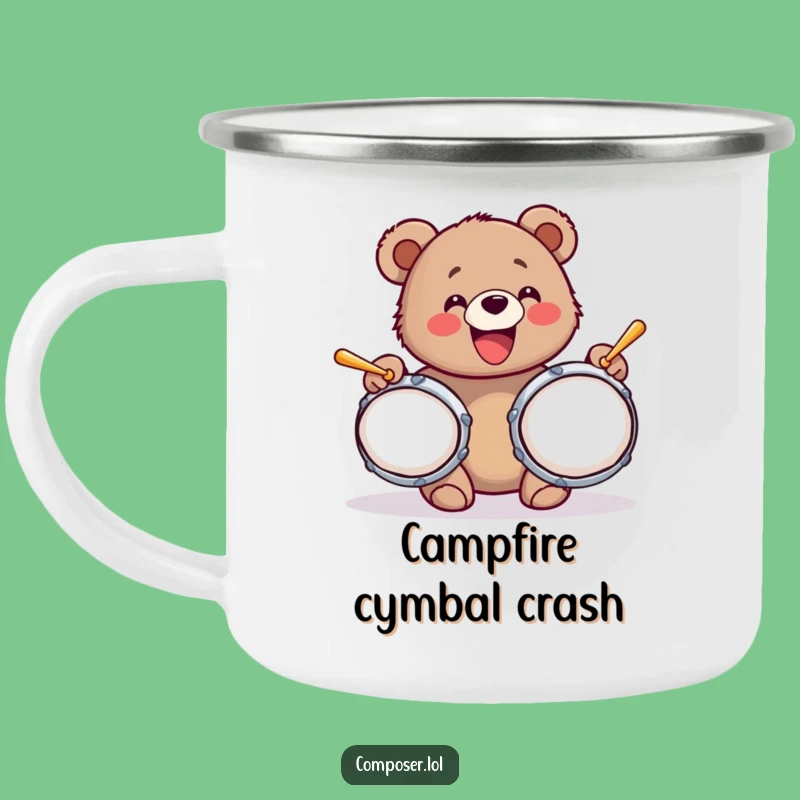 Funny Bear Cub Cymbals Camping Mug: Make Some Noise in the Great Outdoors