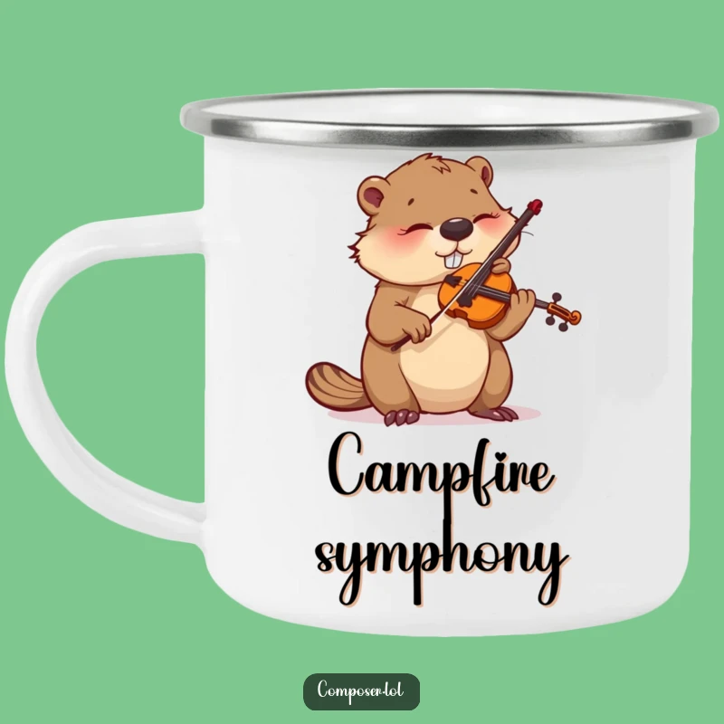Funny Beaver Violinist Camping Mug: Adventure with Focused Musician Vibes!