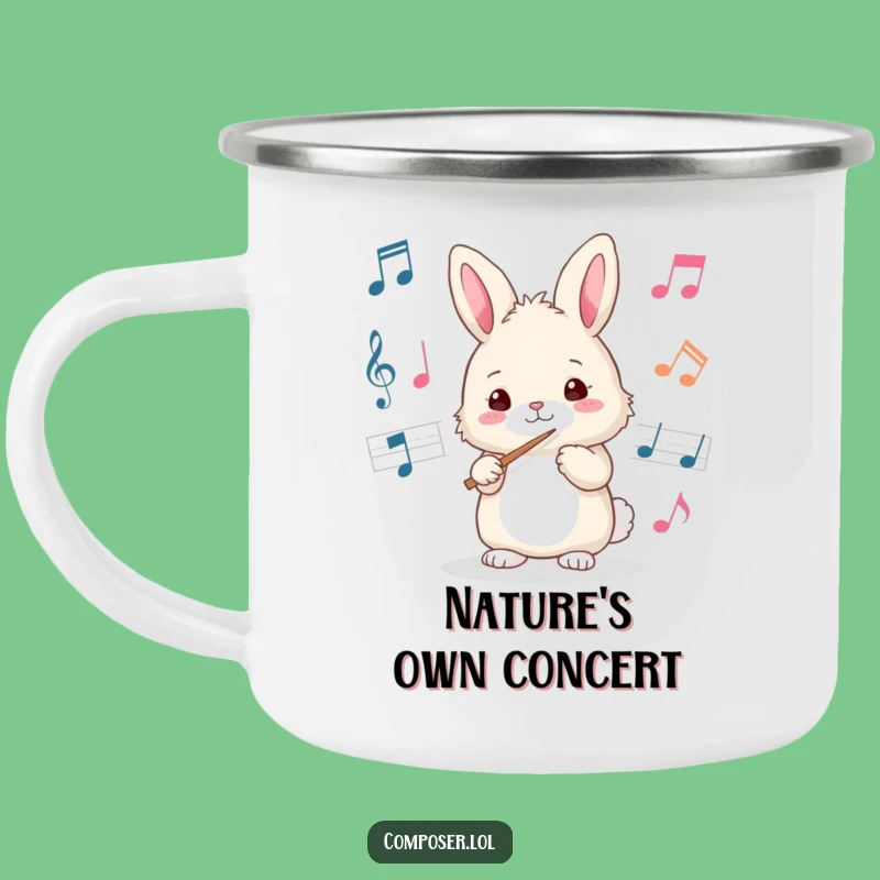 Funny Bunny Conductor Camping Mug: Adventure with Musical Merriment