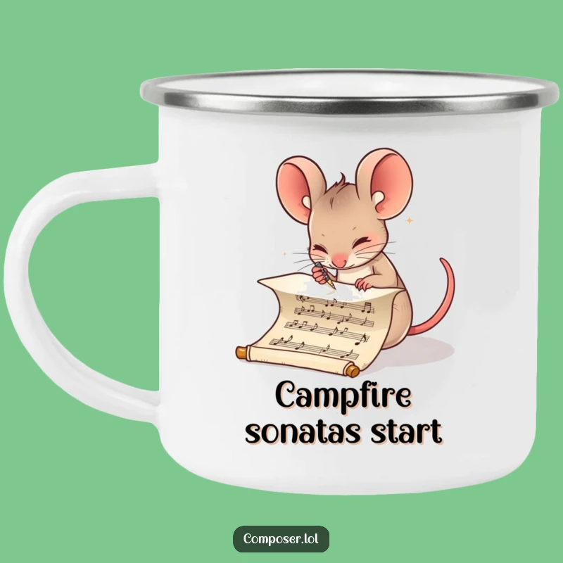 Funny Composer Mouse Campfire Mug: Determined Musician's Drinkware, Gift
