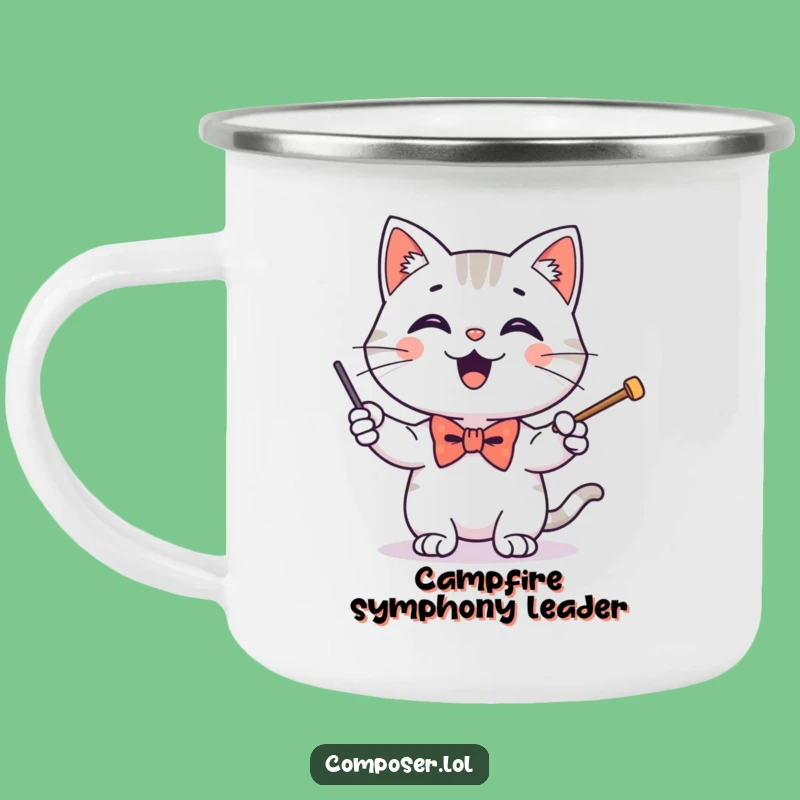 Funny Conducting Cat Baton Camping Mug - Adventure-Ready and Hilarious Gift