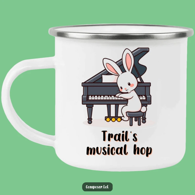 Funny Playful Rabbit Piano Camping Mug - Adventure-Ready and Hilarious Gift