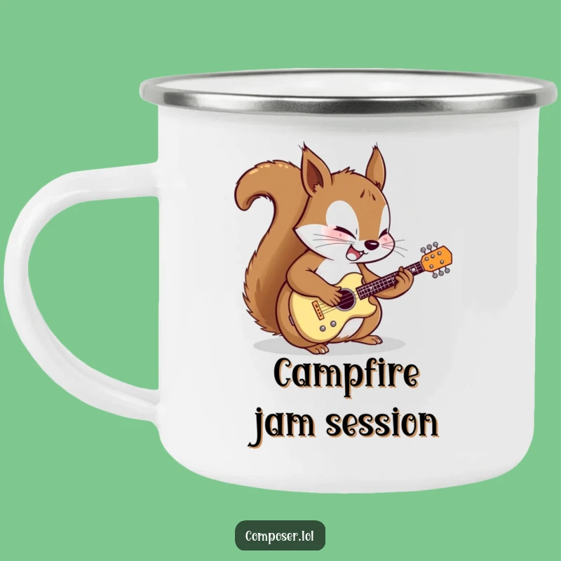 Funny Squirrel Guitarist Camping Mug: Your Musical Adventure Companion!
