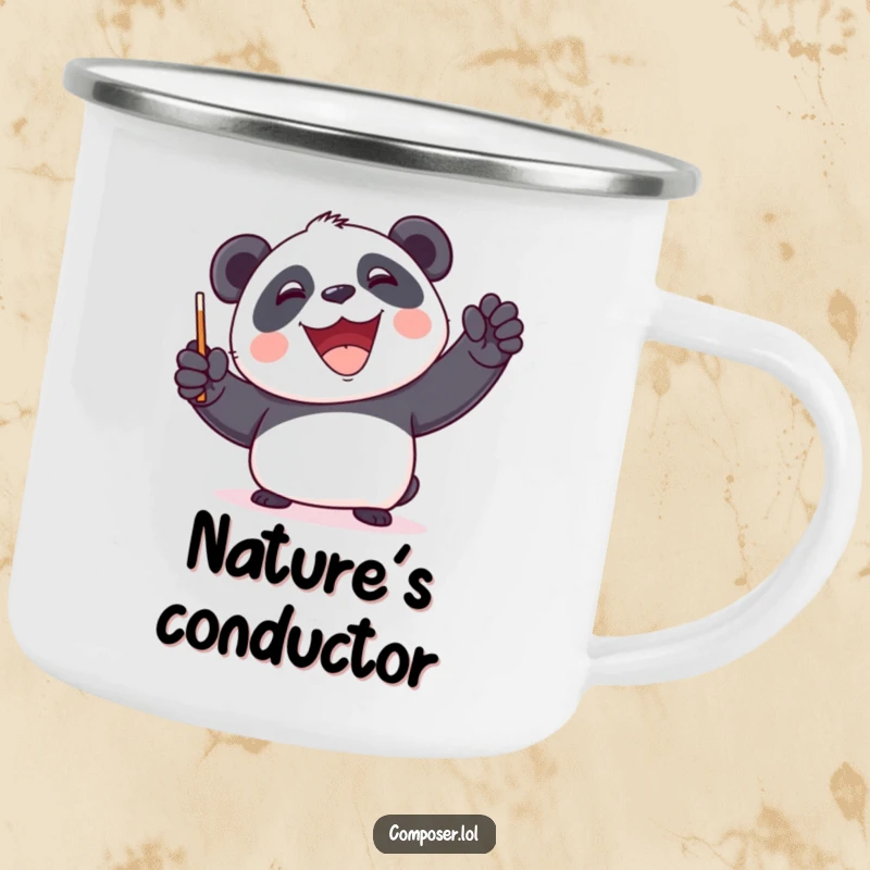 Funny Panda Conductor Camping Mug - A panda conducting music, designed for outdoor adventures and coffee lovers.