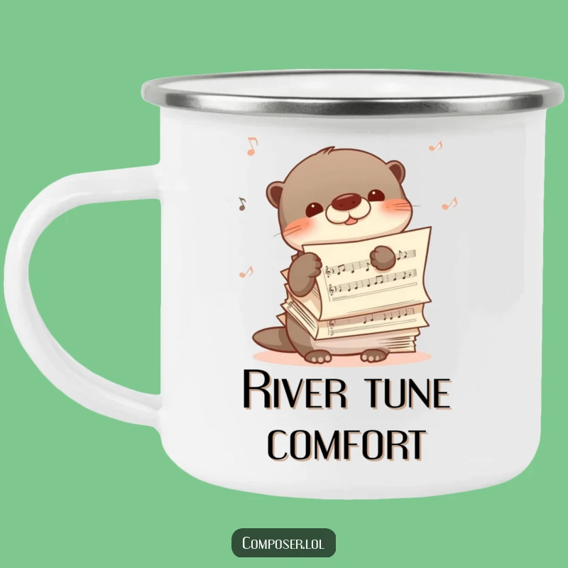 Funny Shy Otter Music Camping Mug - Peaceful Outdoor Melody Companion