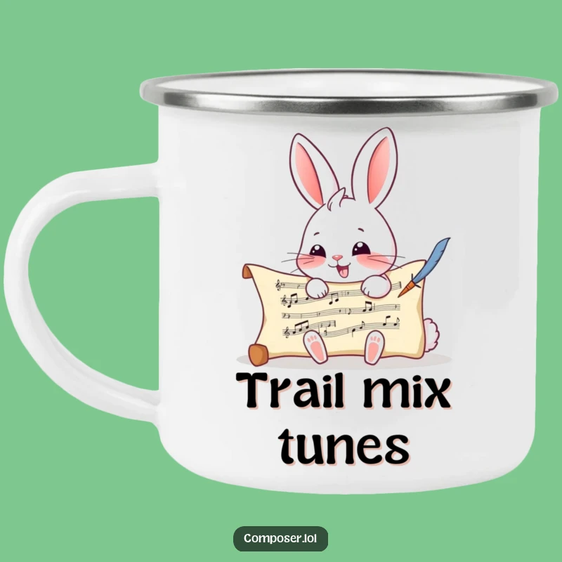 Funny Rabbit Composer Camping Mug - Adventure with Musical Notes