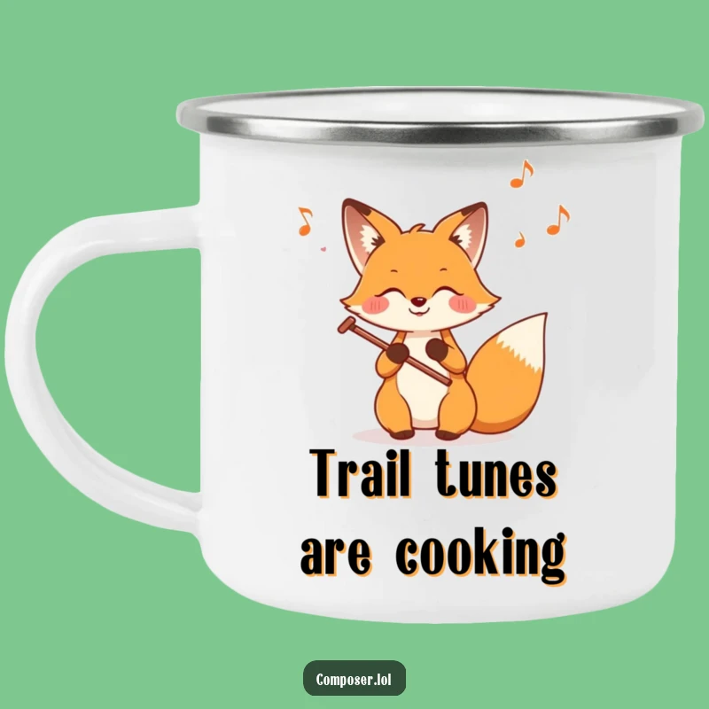 Funny Fox Composer Camping Mug: Adventure with a Musical Fox