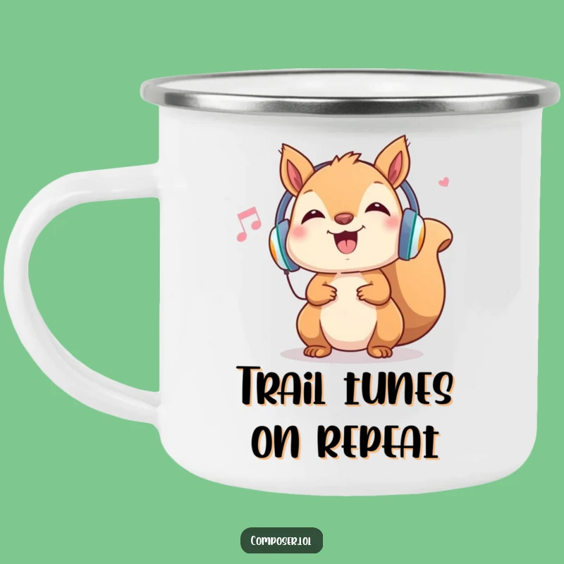 Funny Squirrel Campfire Mug: Cheerful Headphone Music Lover's Drinkware, Gift