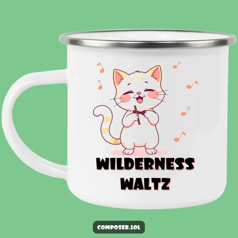 Funny Cat Composer Camping Mug: Adventure Tunes with Feline Fun