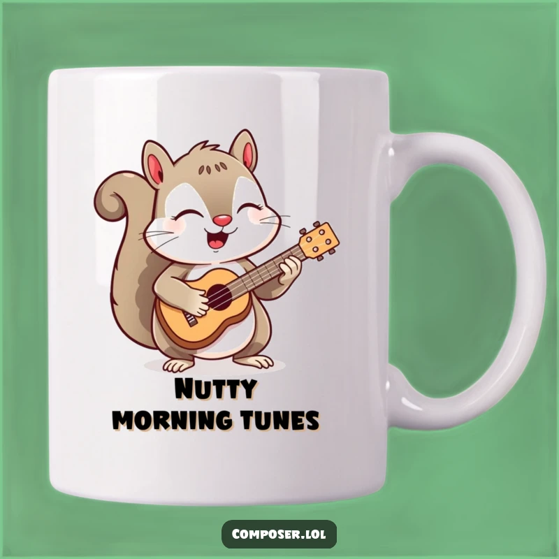 Funny Squirrel Ukulele Mug: Cheerful Musician Gift for Coffee Lovers