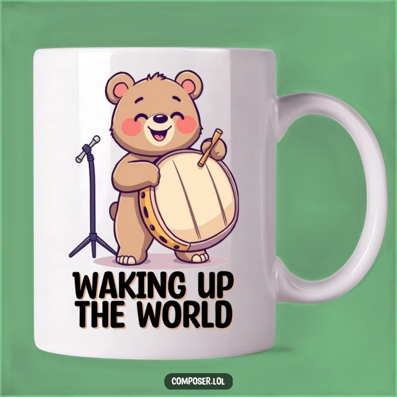 Funny Bear Drummer Mug: Joyful Musician, Perfect Humorous Gift!