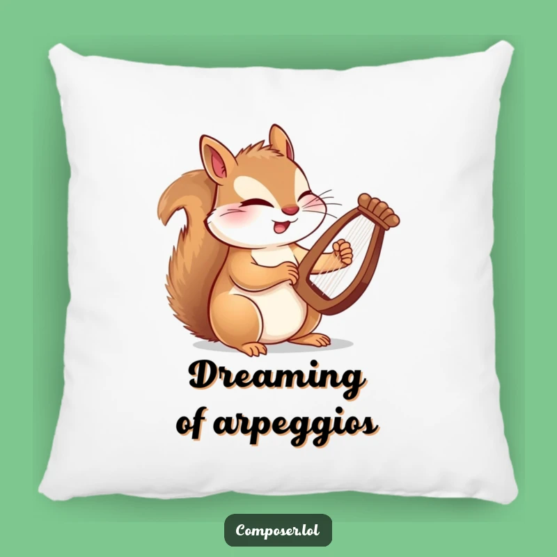 Funny Squirrel Composer Pillow: Cozy, Comedic Accent for Musical Home Decor