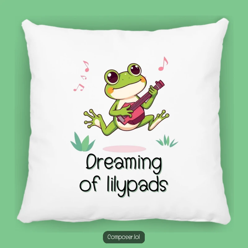 Funny Frog Composer Pillow: Soft Comfort for the Joyful Music Lover