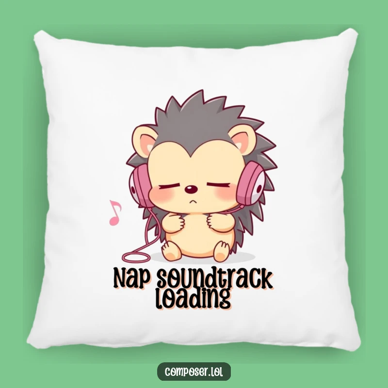 Funny Hedgehog Pillow: Cozy Music Listener Cushion, Perfect Accent Gift for Couch