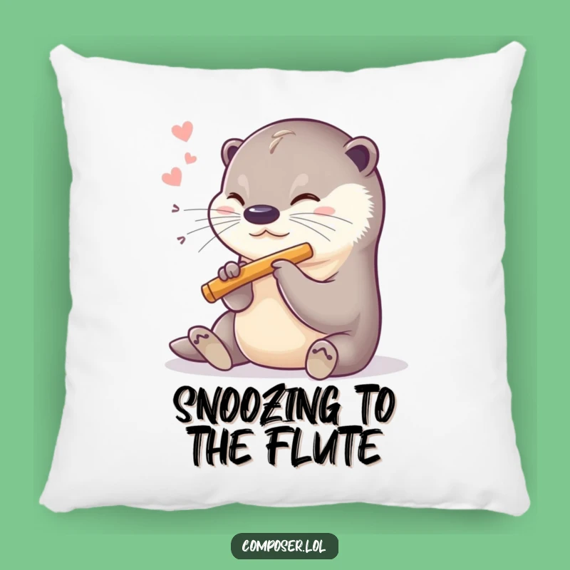 Funny Otter Flutist Pillow: Cozy Comfort with Otter's Sweet Music!