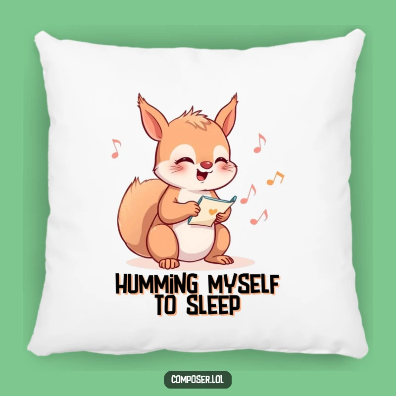 Funny Squirrel Composer Pillow: Cuddle Up with a Melodic Rodent