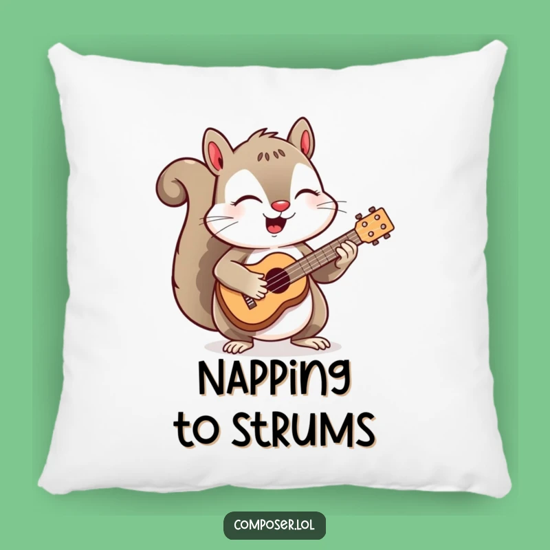 Funny Squirrel Ukulele Pillow: Cozy Musical Companion for Your Couch
