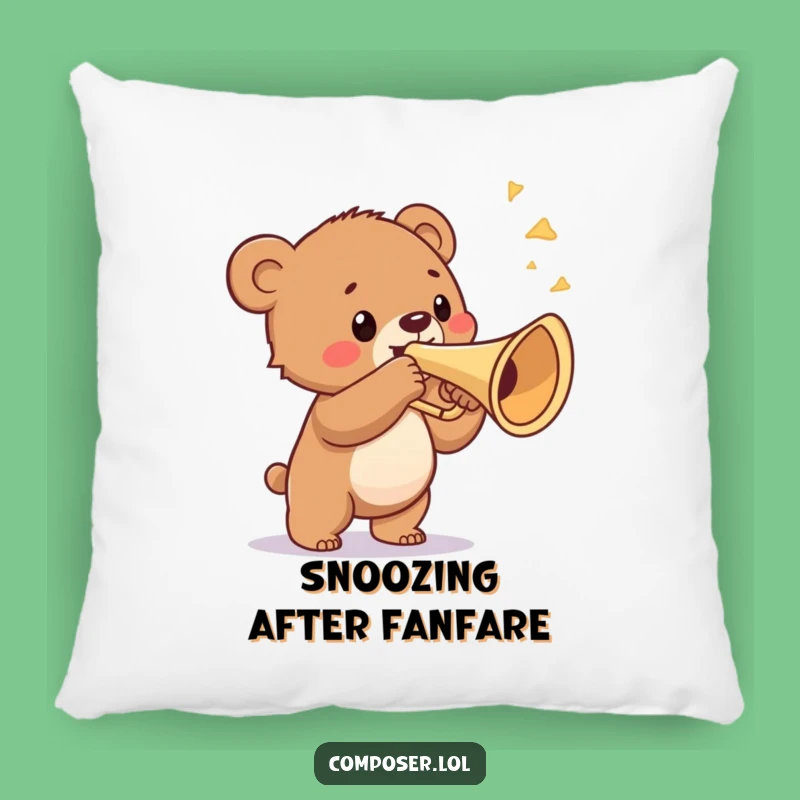 Funny Bear Cub Trumpet Pillow - Cozy Fanfare Decor for Bold Spaces