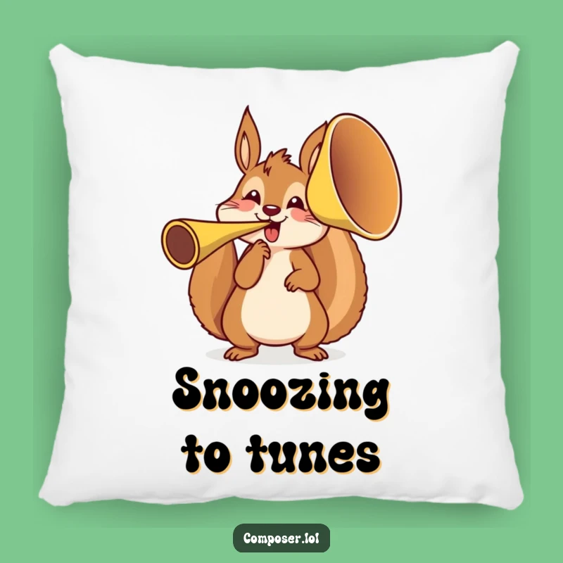 Funny Squirrel French Horn Pillow - Cozy Comfort with a Musical Twist