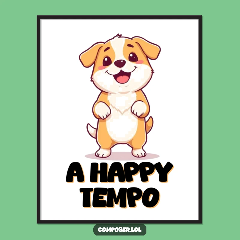 Funny Dog Rhythm Digital Art: Happy Dancer Print, Instant Download Gift