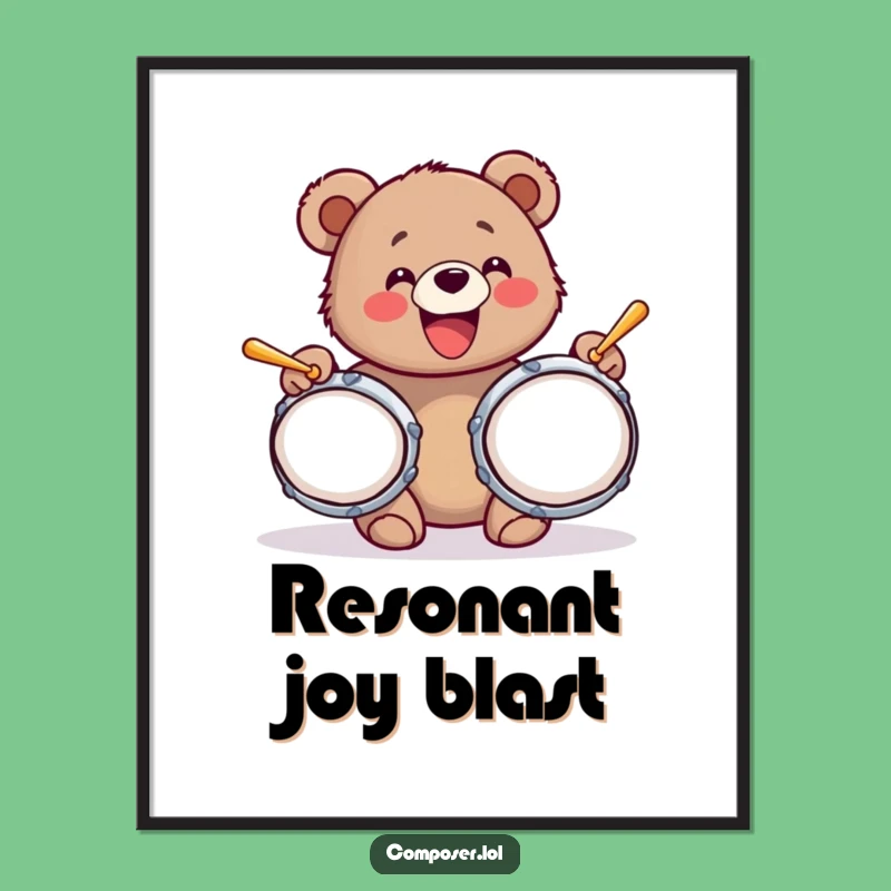 Funny Bear Cub Cymbals Digital Art: Printable Joyful Noise for Your Walls