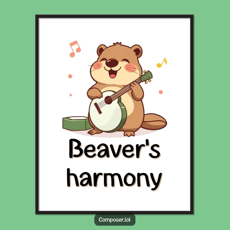 Funny Beaver Musician Digital Print - Precise Animal Art Gift