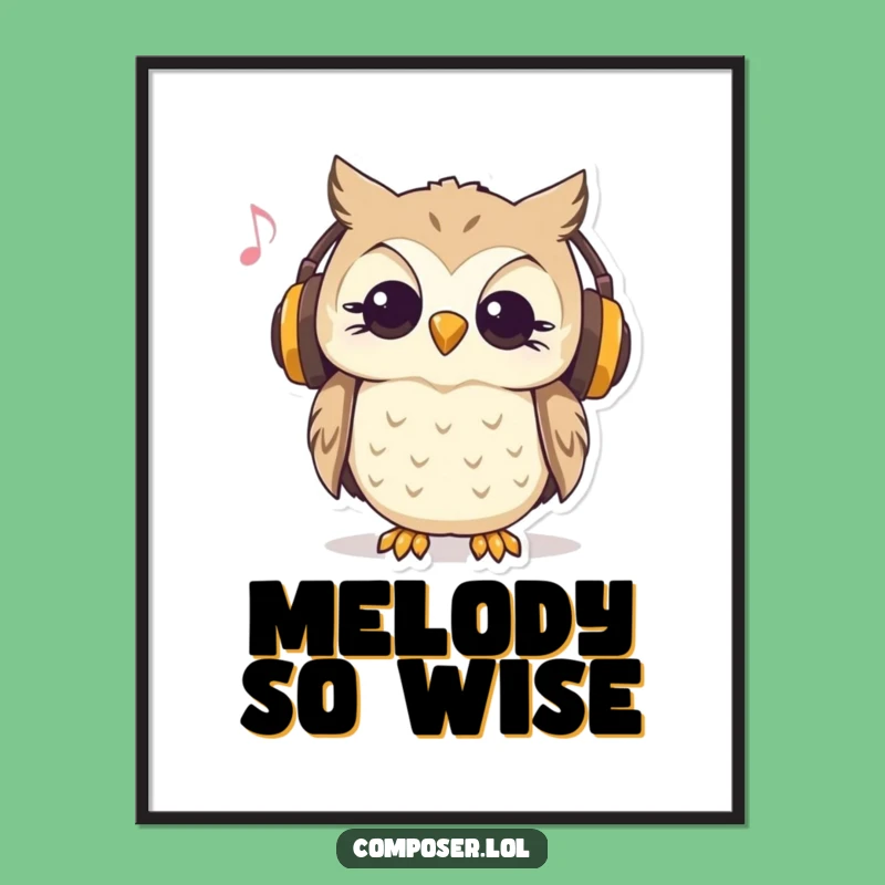 Funny Curious Owl Music Digital Art: Instant Groovy Decor
