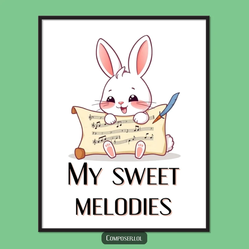 Funny Rabbit Composer Digital Art - Instant Whimsical Music Download