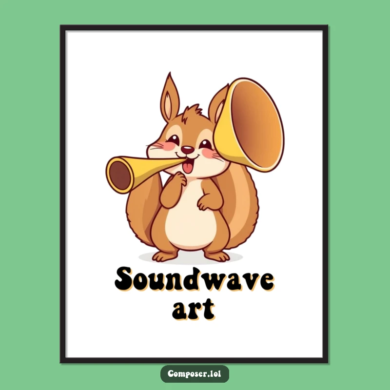 Funny Squirrel French Horn Digital Art - Instant Joyful Wall Decor