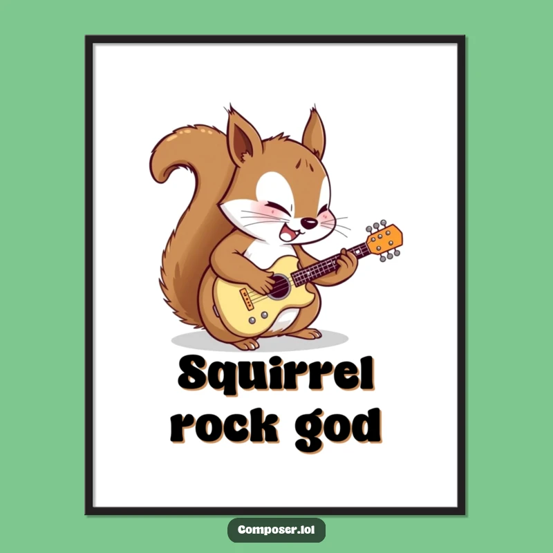 Funny Squirrel Guitarist Digital Art Print: Instant Joy and Music for Your Walls!