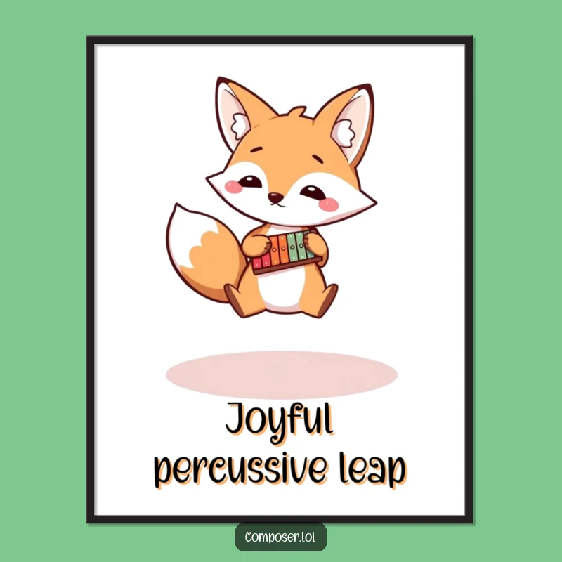 Funny Fox Xylophone Digital Print: Instant Energetic Art