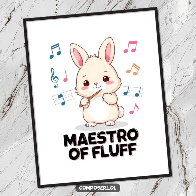 Funny bunny conductor digital art print, vibrant and full of musical energy, ready to adorn walls. A downloadable, funny gift.