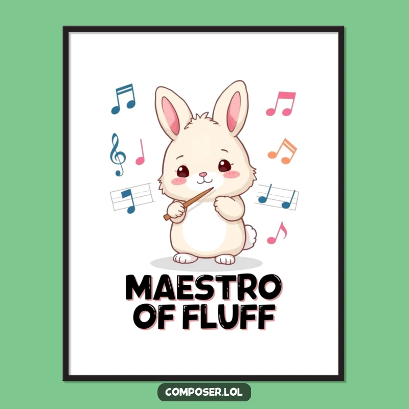 Funny Bunny Conductor Digital Art: Instant Musical Joy for Your Walls