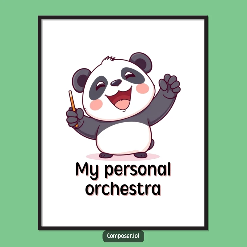 Funny Panda Conductor Digital Art - Instant Joyful Symphony Download
