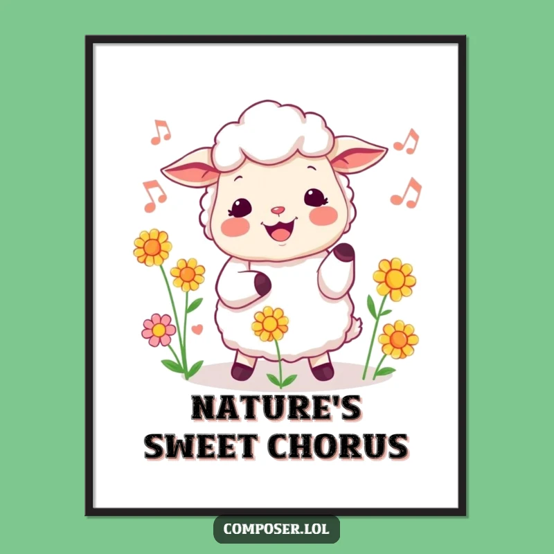 Funny Sheep Floral Conductor Digital Print: Instant Garden Whimsy