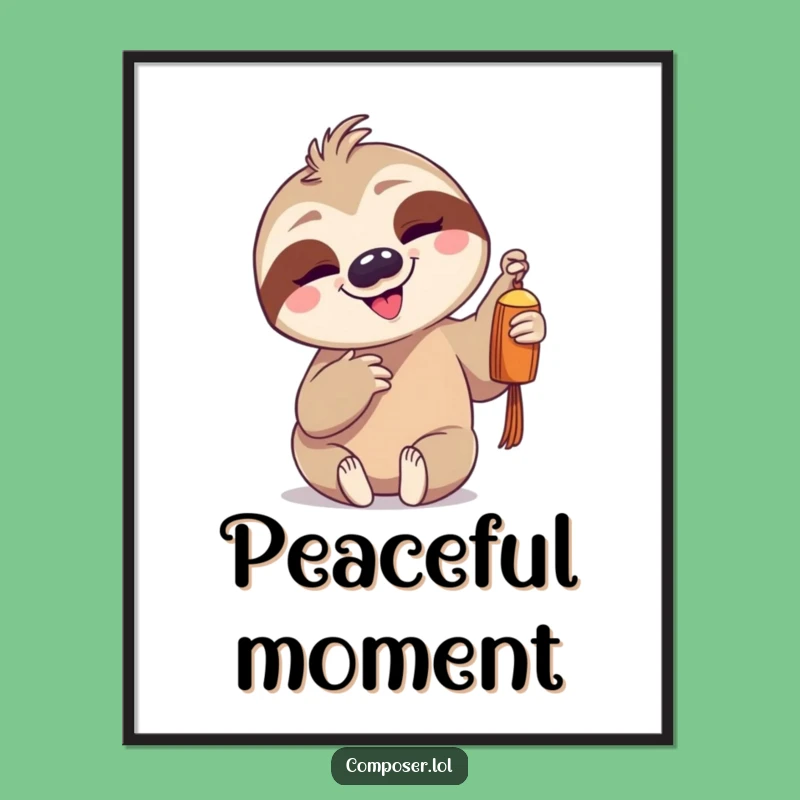 Funny Sloth Chime Digital Art - Instant Serene Wall Decor
