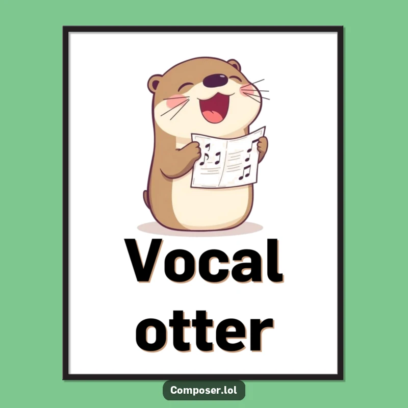 Funny Otter Singer Digital Art: Print Joyful Music Art Instantly