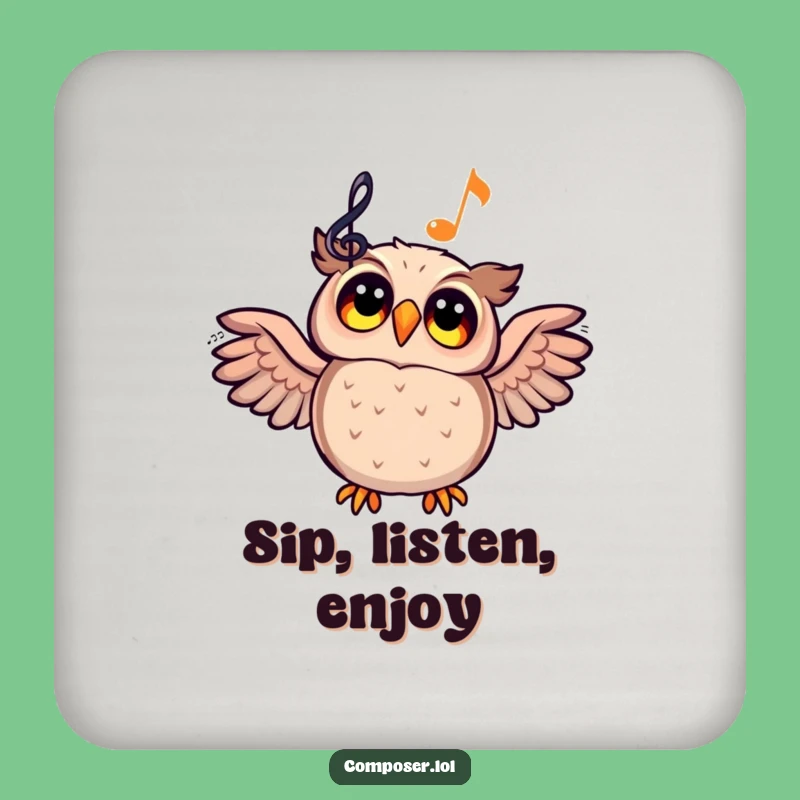 Funny Owl Composer Coaster - Protect Your Surfaces with Style