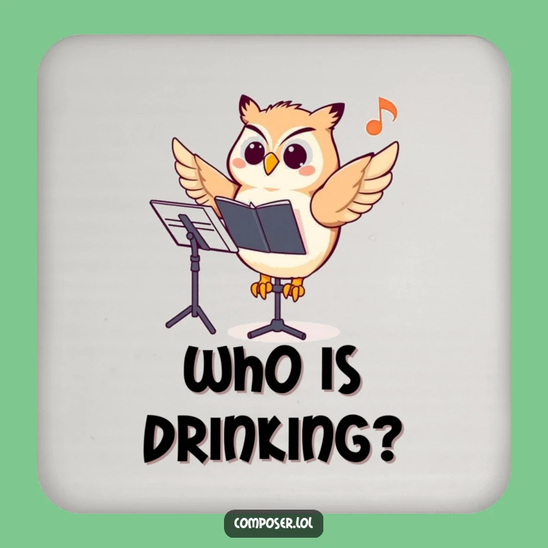 Funny Owl Composer Drink Coasters: Protect Surfaces with Wise Flair